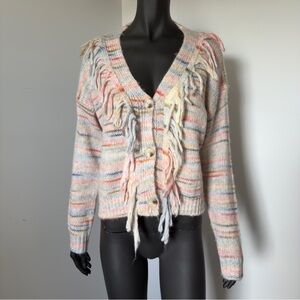 89. NWT Dreamers Multicolor Fringe Knit Sweater